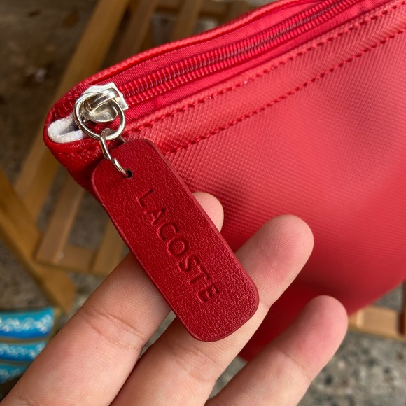 Lacoste Red Solid Tote Bag - Picture 14 of 16